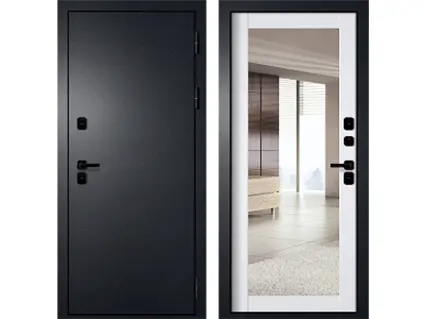 Термо Axeldoors С101 Букле черный - Эмалит белый Зеркало